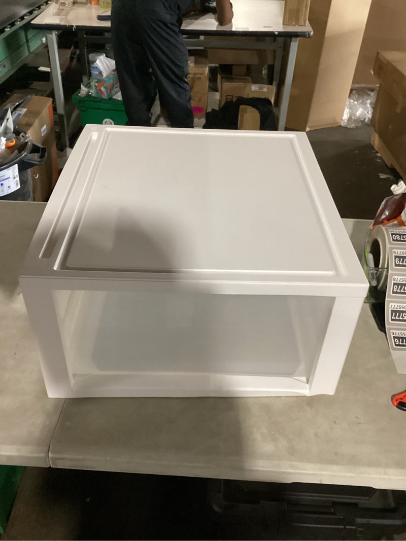 Condition photo showing Good Condition for similar to 12 quart plastic storage drawer unit, stackable desktop storage drawer, 3 packs
