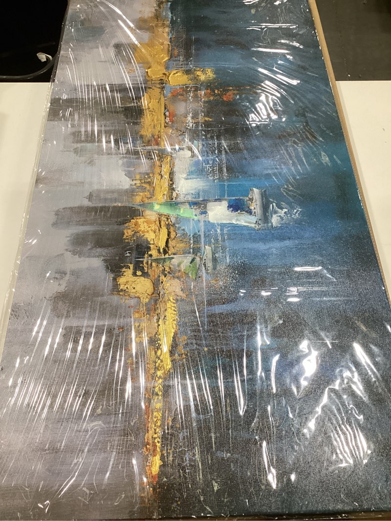 Condition photo showing Good Condition for arjun cityscape wall art new york city canvas for living room painting brooklyn bridge manhattan bedroom wall art for men modern blue picture grey artwork large framed home office wall decor 40"x20" 40"l x 20"w blue cityscape