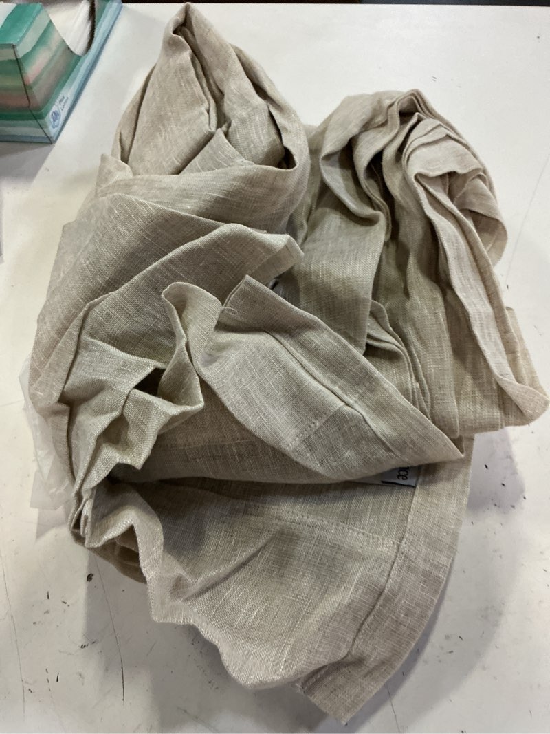 Condition photo showing As Is for european linen sheer curtain set (set of 2), 48x96, flax