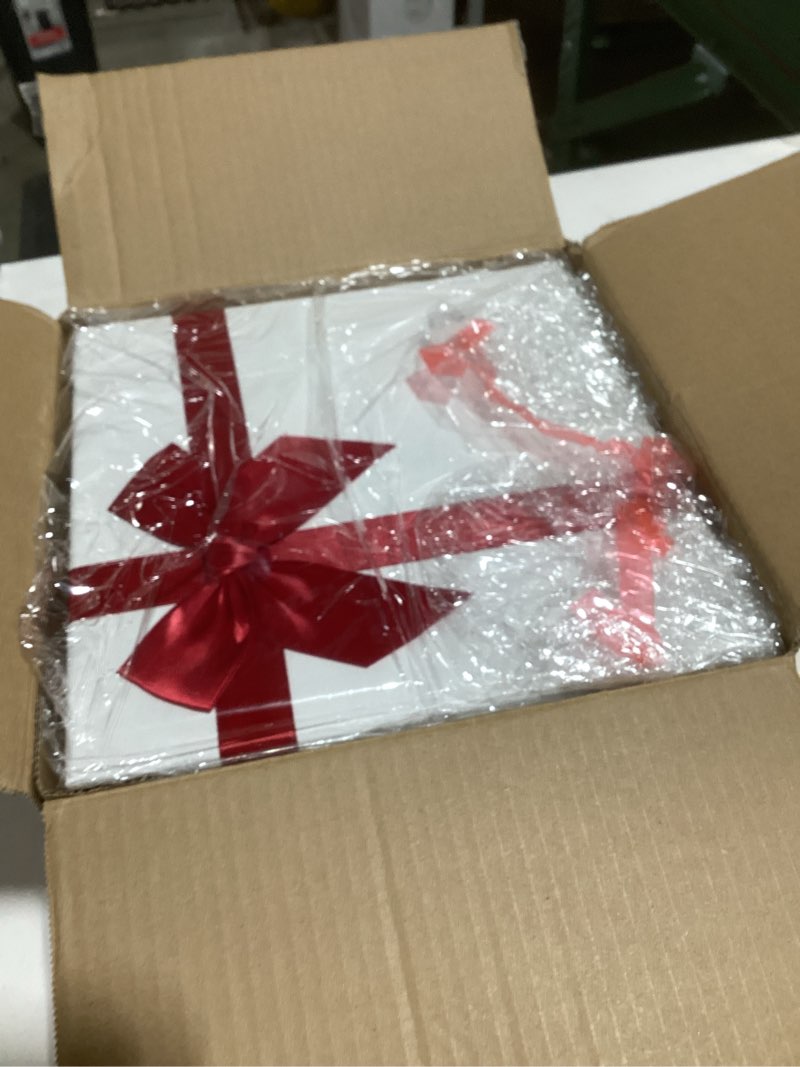 Condition photo showing New/Like New for Tenceur 10 Pcs Gift Boxes with Lids Heavy Duty Nested Assorted Sizes Cardboard Gift Boxes for Presents with Ribbon for Xmas Holiday Present(Red, White,5 Size) Red, White 10 Boxes (5 Sizes)