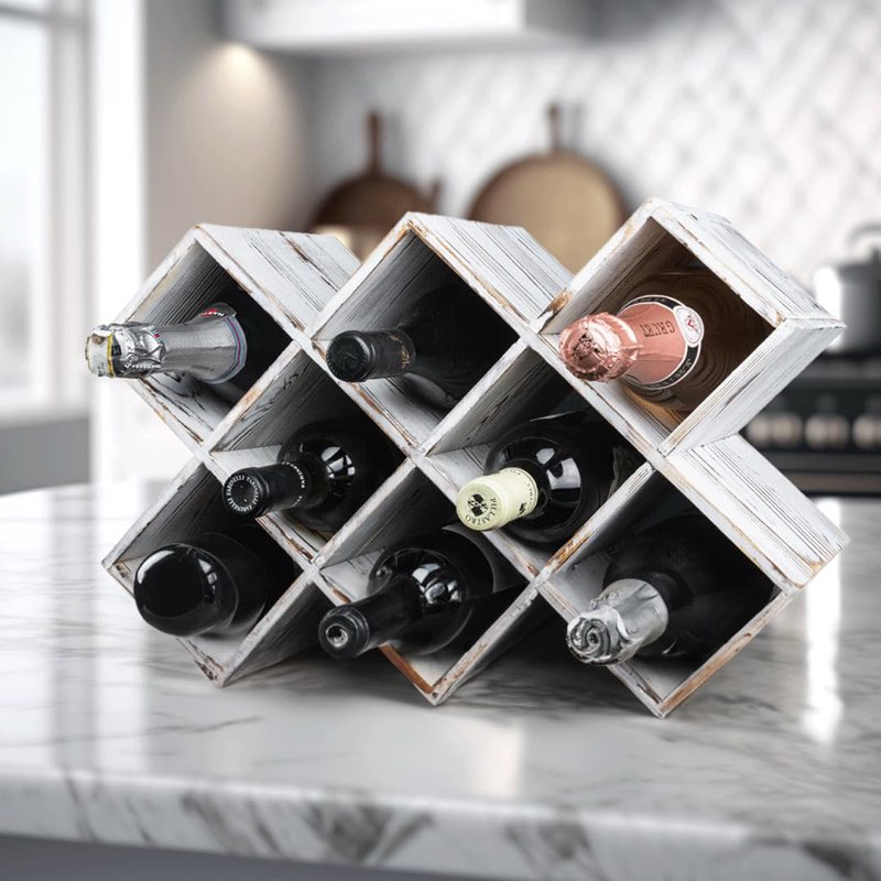 Wine Racks Countertop & Wine Bottle Holder - Wine Storage with Wine Holder - Small Wine Rack Countertop for Wine Racks Free Standing Floor - Wooden Wine Rack Shelf Holder