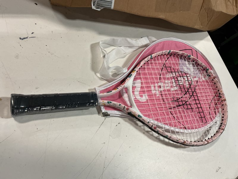 Condition photo showing New/Like New for pickletech kids tennis racket for junior toddlers starter kit 17-25" tennis racquet for girls and boys with carry bag, lightweight for beginners 21 inch pink