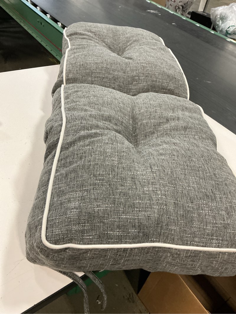 Condition photo showing Good Condition for ipynbap bench cushion, 36 x 14 inch patio furniture cushions with durable ties, soft memory foam bench cushions for indoor/outdoor furniture with non-slip bottom, kitchen&dining, dark grey