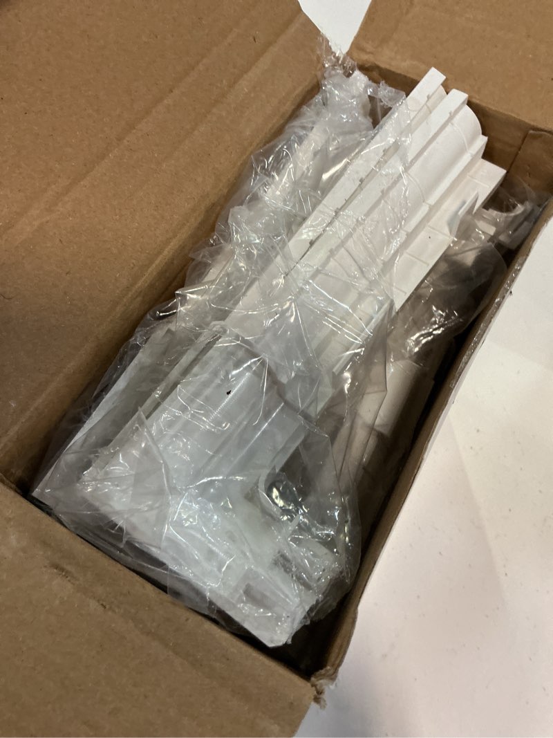 Condition photo showing New/Like New for 6 x 6 inches vinyl post sleeve adjustable vinyl post skirt white base porch column wraps for 3 to 6.5 inch wood stair rails(white,4 pack)