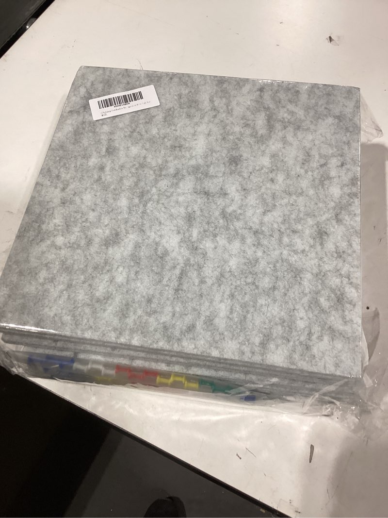 Condition photo showing Good Condition for 12 Pack Large Cork Board for Walls, Slat Wall Paneling, 48" X 36" Felt Bulletin Board Tiles with Safe Removable Adhesive Tabs & Push Pins, Pin Board Cork Board Wall Organizer for Office - Light Grey Light Grey Classic Pinstripe?