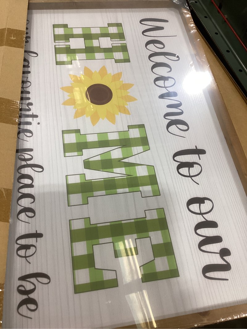 Condition photo showing New/Like New for pechpell summer outdoor welcome sign for porch, 15.7"×11.8" wooden welcome to our home sign, green checkered sunflower front porch wall decor outside garden patio rustic farmhouse decorations for home 15.7"l x 11.8"w