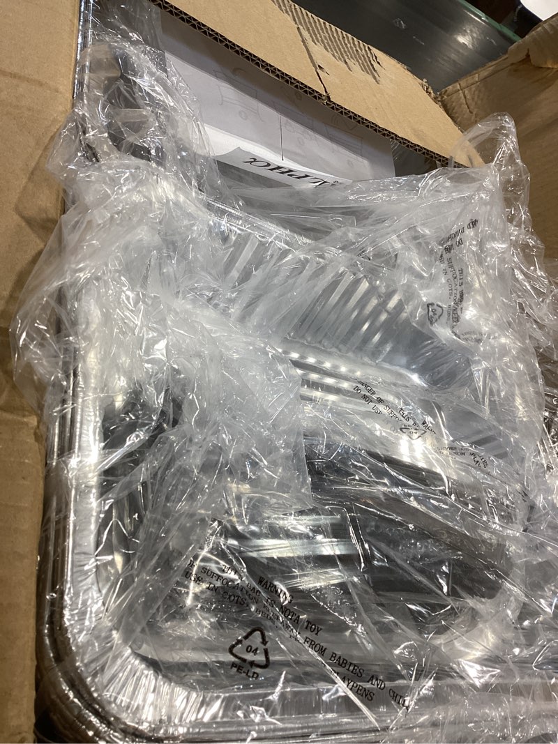 Condition photo showing Good Condition for large full size 33-pcs disposable chaffing buffet with-covers, utensils, fuel cans – premium chafing dish set for events, parties, catering complete kit (with racks)