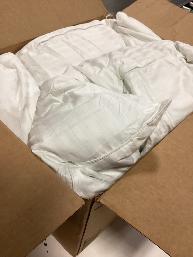 Condition photo showing As Is for COZSINOOR Goose Feather Pillows Queen Size Set of 2 - Hotel Down Bed Pillow for Sleeping, Soft 600 TC Cotton Cover, Fluffy Support Surround Fill Down Alternative for Back, Stomach, Side Sleepers