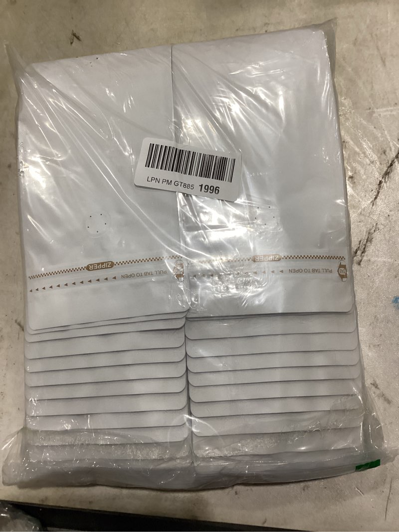 Condition photo showing Good Condition for white kraft coffee bags, stand-up pouches with side gusset, resealable side zipper and degassing valve for coffee storage (size: 5 x 9.25", 12oz/0.75lb, pack of 100) 12oz/0.75lb 100