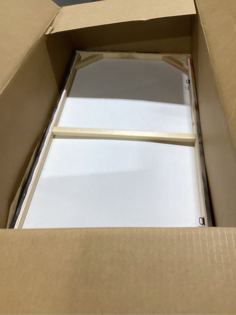 Condition photo showing As Is for KREATIVE ARTS Orange and Black Abstract Canvas Wall Art, Modern Abstract Painting for Living Room, Bedroom, Home Office, Contemporary Artwork Prints, 20x40 Inches, Ready to Hang