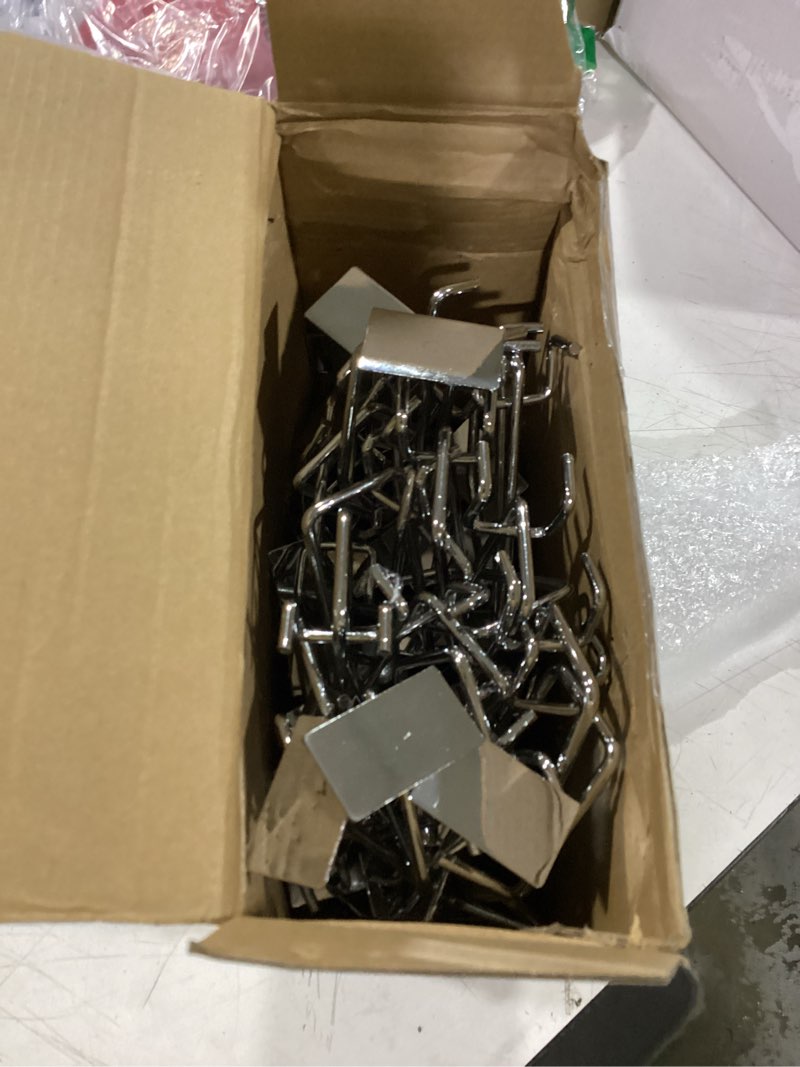 Condition photo showing Good Condition for zonon 50 pack 4 inch pegboard scanner hooks with label holder price tag holders galvanized metal peg board hooks for retail store shop supermarket display hanging pegboard wall accessories