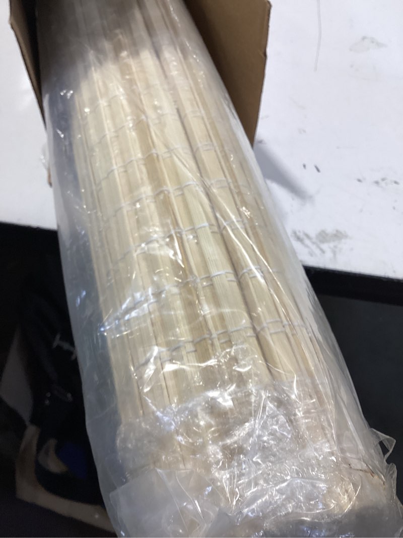 Condition photo showing Good Condition for lazblinds no tools no drill cordless bamboo roman shades, privacy room darkening window treatment, roll up bamboo blinds for window 27'' w x 64'' h, dp-natural dp-natural 27'' w x 64'' h