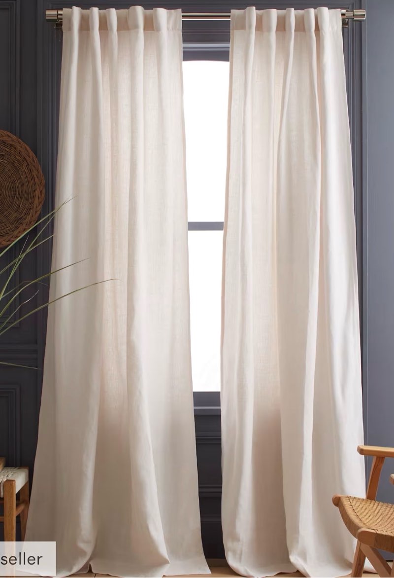 Quince European Linen Light Filtering Curtian Single Panel 48”x96” Sand