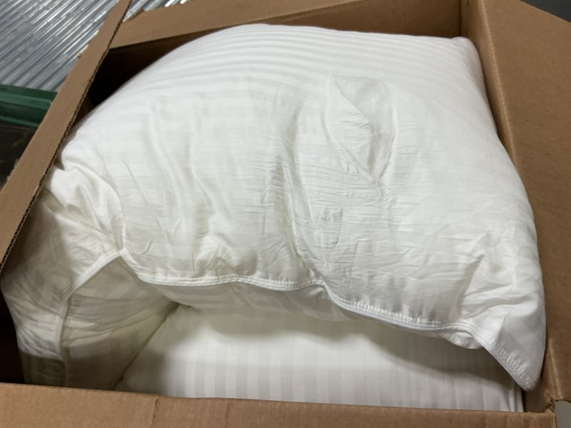 Condition photo showing As Is for beckham hotel collection bed pillows king size set of 2 | down alternative pillow for back, stomach or side sleepers king white
