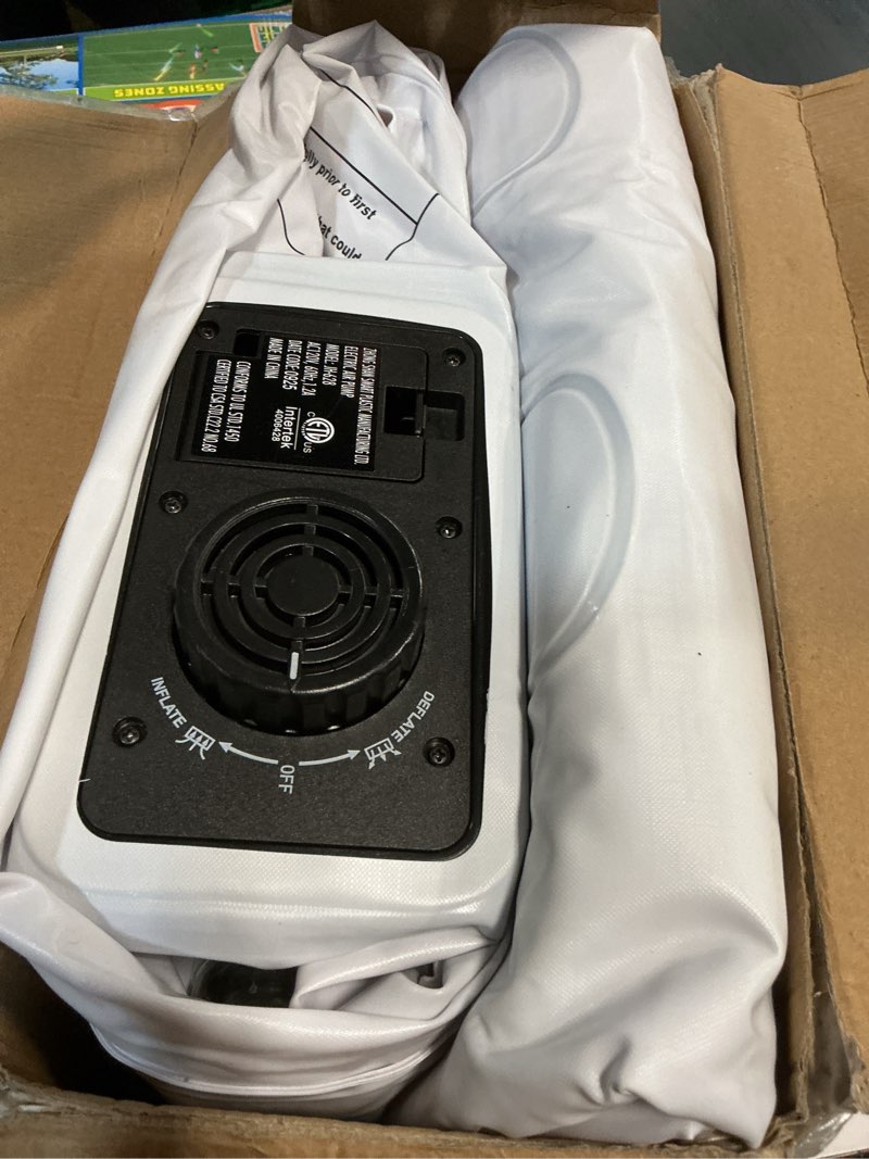 Condition photo showing As Is for Queen Air Mattress with Headboard, Built-in Pump, 19" Raised Upgraded Comfort Inflatable Mattress, 48-Hour Leak-Tested Upgraded PVC, 3.5 Min Inflation-Air Bed for Home, Guests & Travel, 800 lbs Max White and Black U.S. Queen size = EU King size