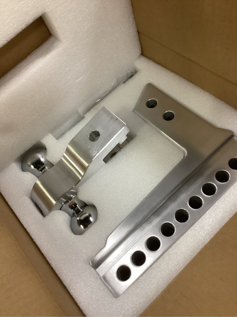 Condition photo showing Good Condition for locame adjustable trailer hitch, fits 2.5-inch receiver only, 8-inch drop aluminum drop hitch,18,500 lbs gtw-tow hitch for heavy duty truck with double stainless steel locks, black, lc0019 black 2.5" 8drop