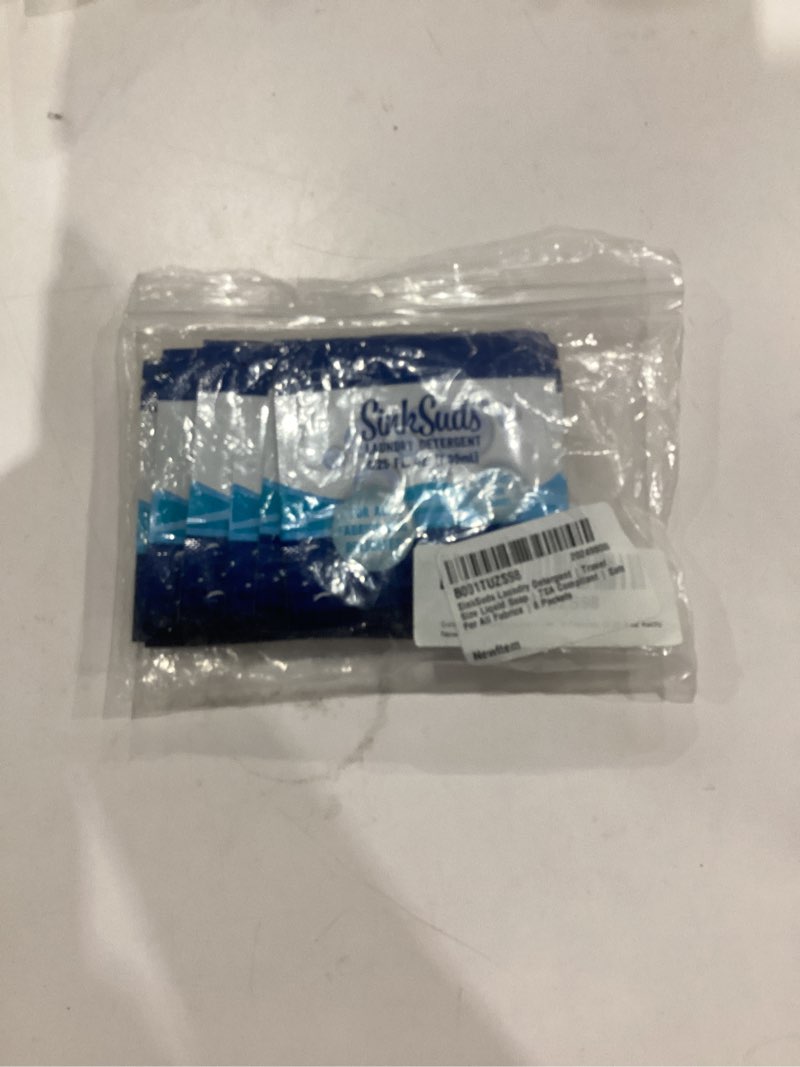 Condition photo showing New/Like New for SinkSuds Laundry Detergent, Travel Size Liquid Soap, TSA Compliant, Safe For All Fabrics, 8 Packets (Packaging May Vary) 0.25 Fl Oz (Pack of 8)