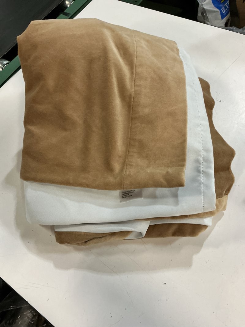 Condition photo showing Good Condition for ( 1 panel) quince cotton velvet room darkening curtain - single panel color camel 48x84