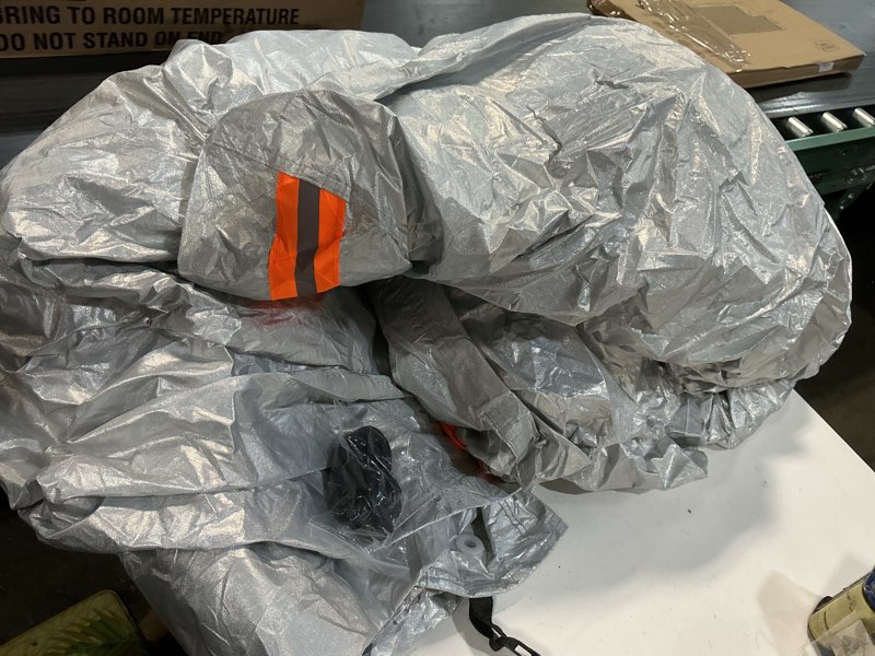 Condition photo showing As Is for ezyshade 10-layer car cover waterproof all weather. see vehicle size-chart for accurate fit. outdoor full exterior covers for automobiles sedan hatch suv rain sun protection. size a5 (see sizechart) reflective a5 - see vehicle size chart