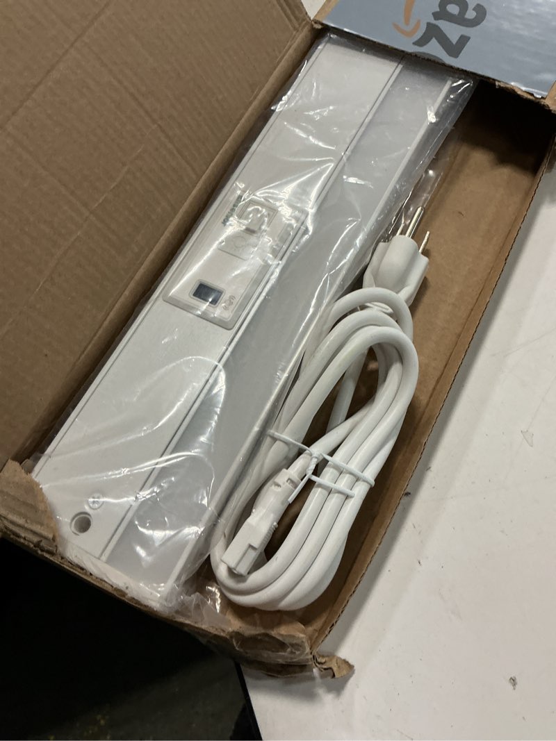 Condition photo showing As Is for Ensenior 12 Inch Hand Wave Motion Sensor LED Under Cabinet Lighting with Hardwired or Plug-in Installation, Dimmable Under Counter Lights with 2.4G Wireless Control for Kitchen, 5CCT, 120V, 8W 500LM 1 Pack 12 Inch