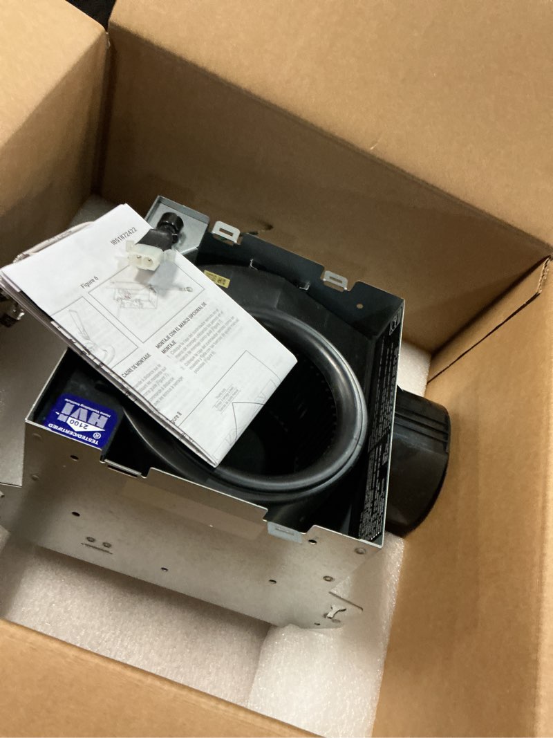 Condition photo showing As Is for utilitech ventilation fan 1.5-sone 100-cfm white decorative lighted bathroom fan (energy star certified)