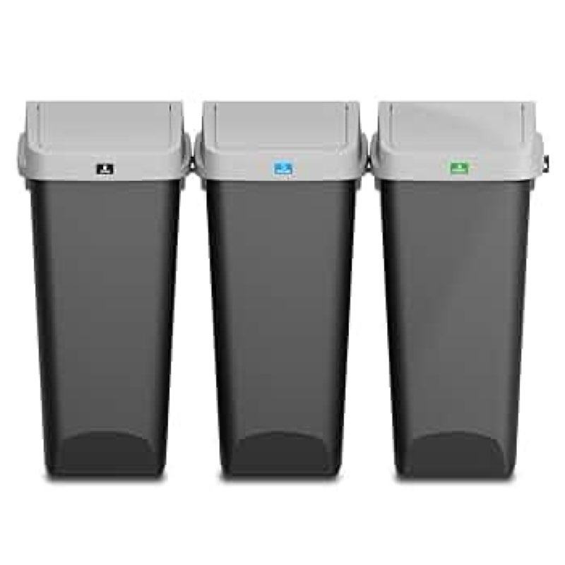 (Incomplete pieces broken ) Glad Link & Sort 36 Gallon Waste and Recycle Center - 3x12G (3x45L) Plastic Bin Compartments for Tra