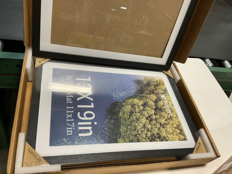 Condition photo showing Good Condition for 13x19 Picture Frame Set - 4 Pack, Black Solid Wood Photo Frames - Tempered Glass - Displays Photos 11x17 with Mat or 13 x 19 without - Room, Office, Gallery, Studio, and Hallway Decor - Wall Hanging Black 13x19