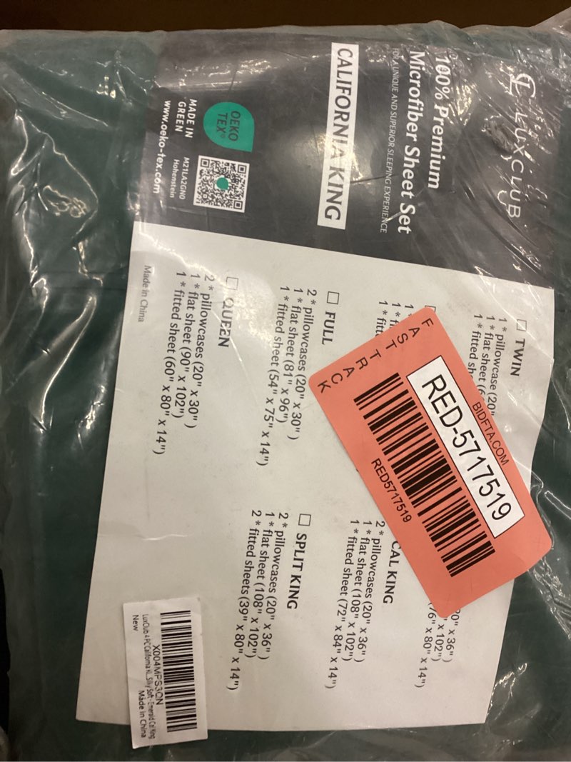 Condition photo showing New/Like New for luxclub 6 pc sheet set sheets deep pockets 18" eco friendly wrinkle free sheets machine washable hotel bedding silky soft - emerald california king