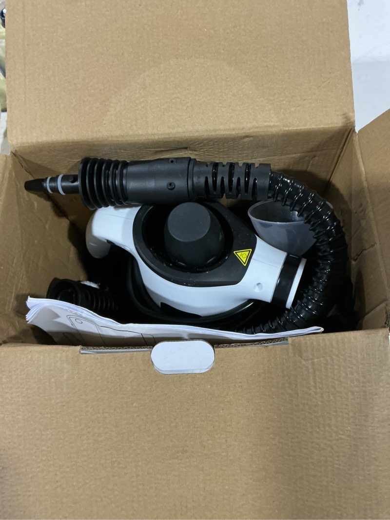 Condition photo showing Good Condition for steam cleaner, pressurized handheld 13pcs multi-purpose natural deep cleaning steamer, portable steamer for cleaning home, grout, kitchen, car, window, upholstery, bathroom and clothes, white black&white