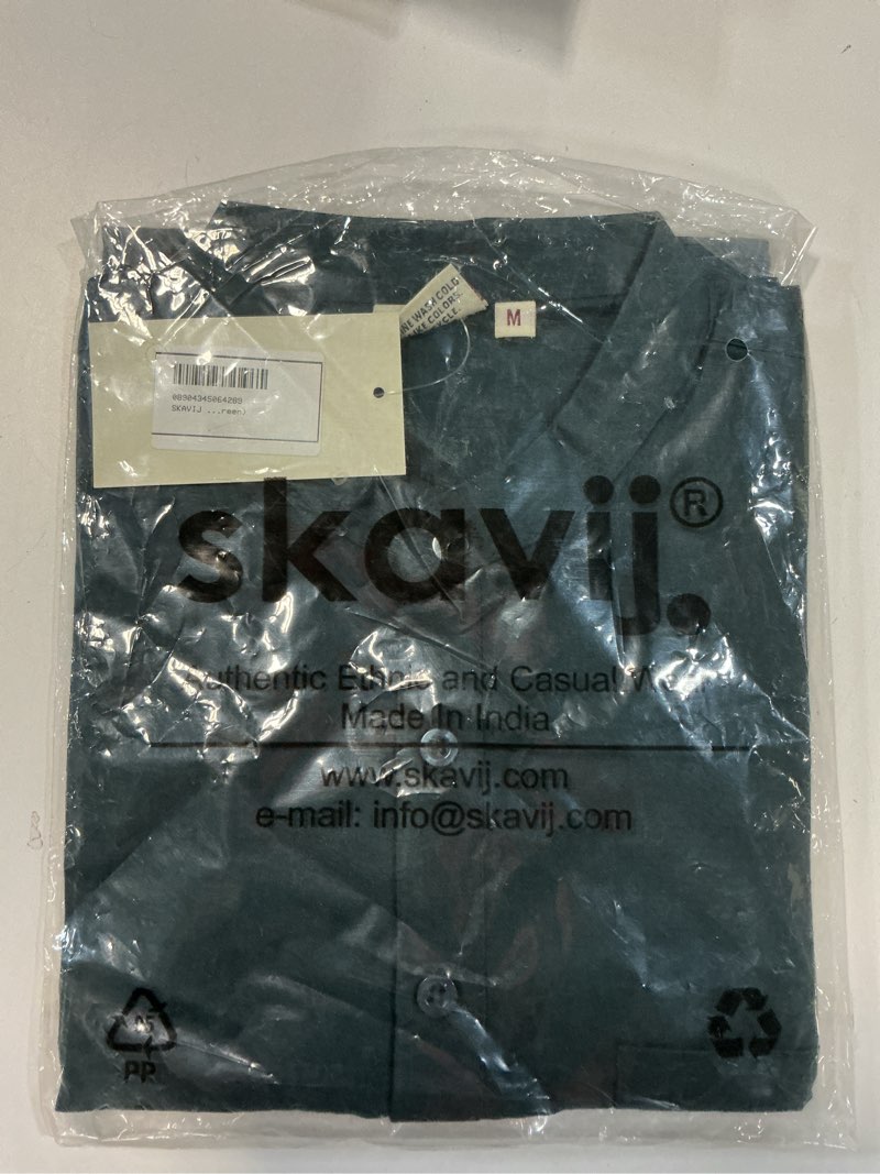 Condition photo showing New/Like New for skavij men’s pure cotton short kurta with chest pocket - solid eid & ramadan ethnic tunic. size m