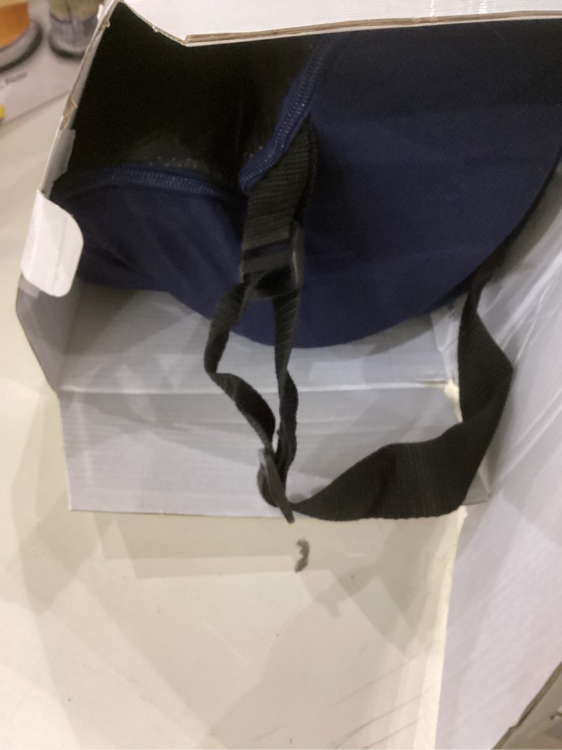 Condition photo showing As Is for Ergonomic Seat Cushion for Sciatica Relief & Long Driving - Memory Foam Back Support with Adjustable Strap, Non-Slip Base & Removable Mesh Cover - Office, Car (Navy Blue) Navy Universal Size