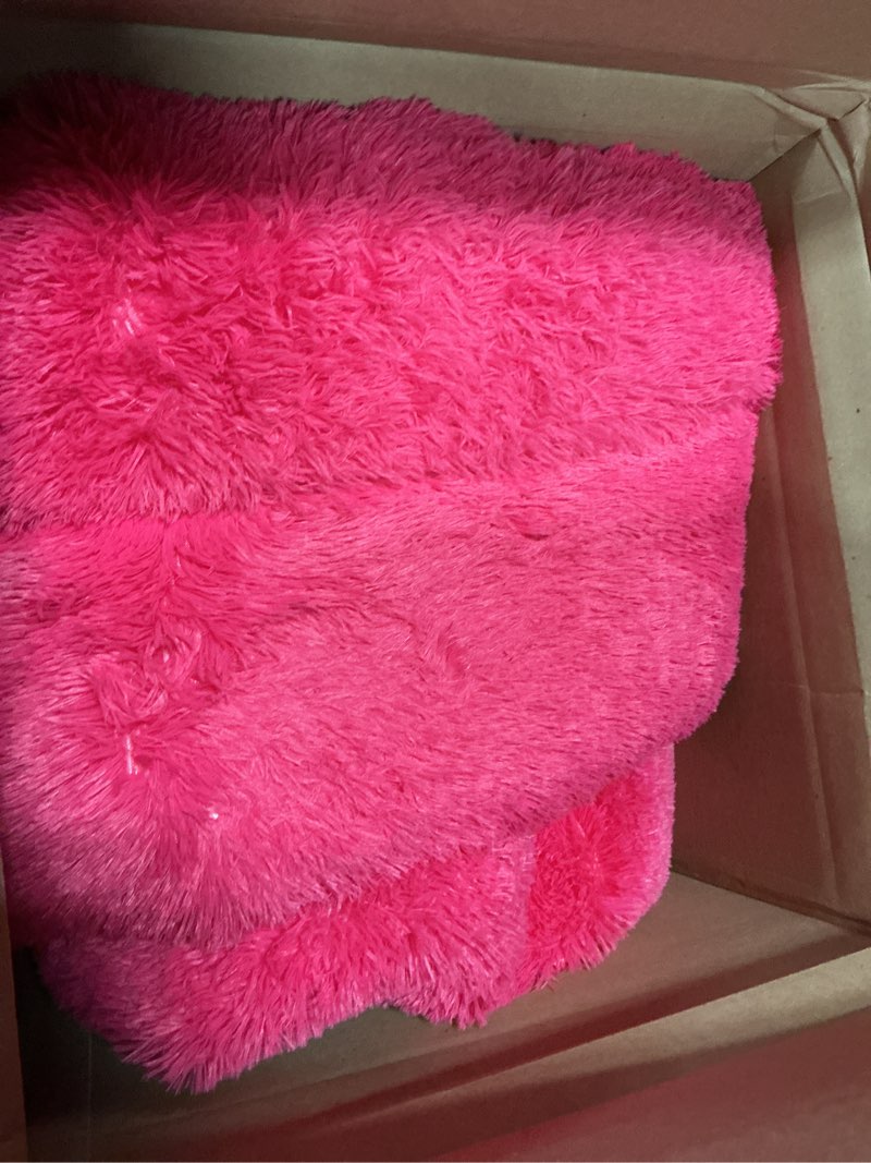 Condition photo showing Good Condition for extra large fluffy area rug for bedroom living room, 9x12 feet hot pink modern indoor carpets room colorful rugs, plush indoor nursery classroom home decor bedside rug with non-slip bottom hot pink 9' x 12' (rectangular)