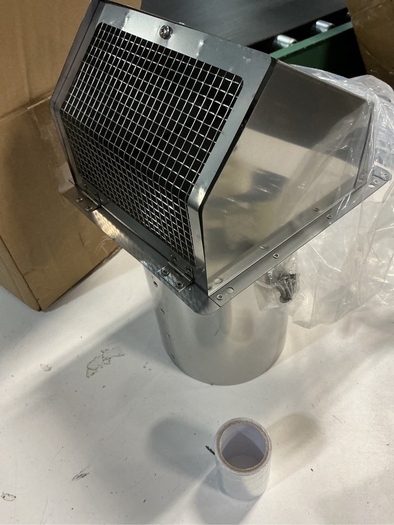Condition photo showing Good Condition for 6 inch wall vent cover,exterior wall vent hood with screen and damper exhaust dryer vent cover outside,external extractor wall exhaust vent cap for range hood kitchen outdoor air vent,stainless steel 6 inch stainless steel