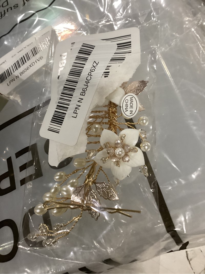 Condition photo showing Good Condition for sweetv wedding hair comb for bridal hair accessories, handmade flower bridal hair clip hair pieces, gold, 5.12 *2.75 inches, 1 count (pack of 1)