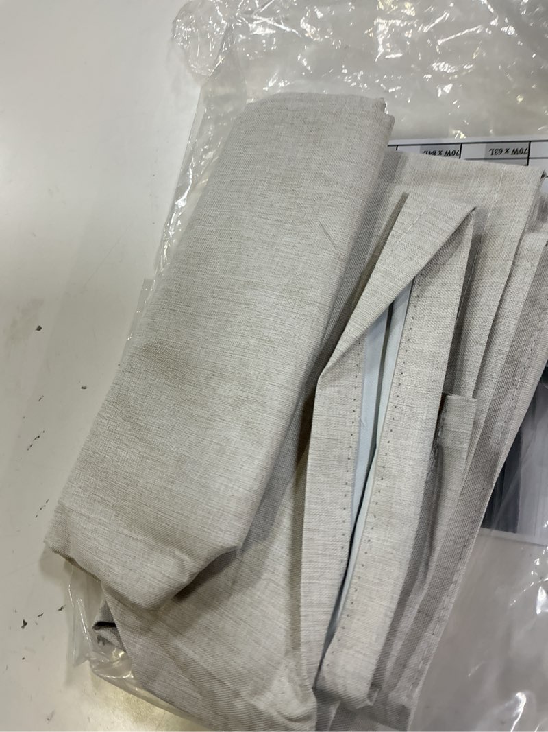 Condition photo showing Good Condition for lamit linen 100% blackout window curtains for bedroom, 45 inches linen textured thermal farmhouse curtains back tab and rod pocket window panels with white liner, 2 panels, 52 x 45 inch, ivory 52"w x 45"l (pack of 2) ivory