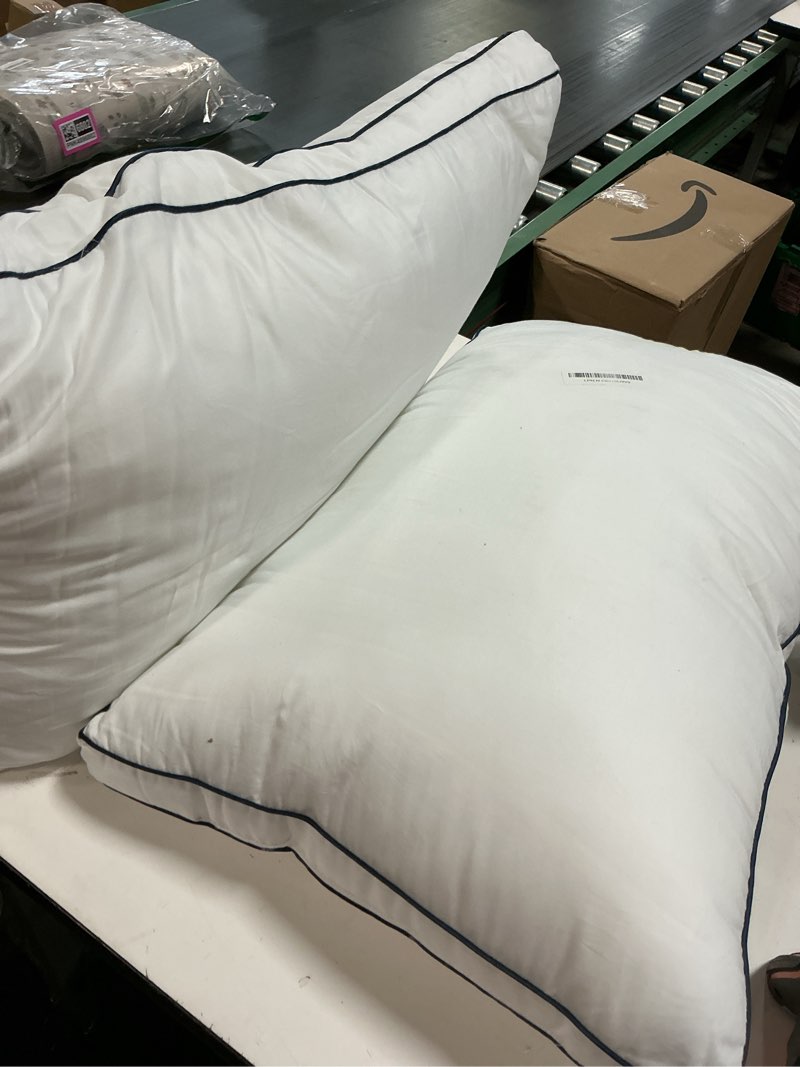 Condition photo showing As Is for serta hotel collection bed pillows queen/standard size set of 2, 400 thread count 100% cotton cover, medium firm, support gusseted down alternative pillow for back, stomach or side sleepers, 18" x 26"