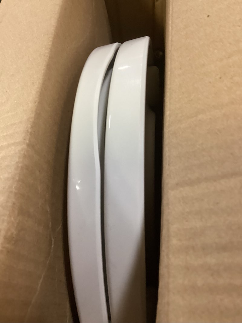 Condition photo showing As Is for elongated toilet seat with slow close seat, easy clean, suitable standard elongated or oval toilet with thickened plastic lid, plastic, white elongated without lights