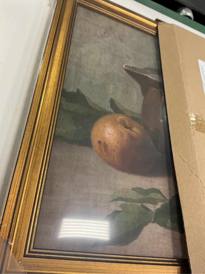 Condition photo showing New/Like New for WHASAYART Gold Framed Vintage Wall Art Living Room, Harvest Apples Still Life Oil Painting Artwork Shelf Decor Abstract Wall Pictures Large Prints Farmhouse Fruit Room Decor Bedroom Kitchen Bathroom Apple 24L" x 16W"