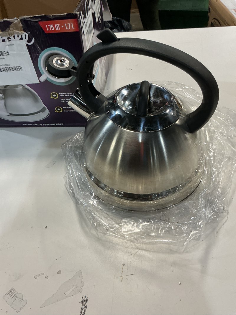 Condition photo showing Good Condition for Mr. Coffee Flintshire 1.75-Quart Stainless Steel Whistling Tea Kettle – Brushed Satin Finish Stove-Top Kettle for Boiling Water 1.8 Quarts Brushed Satin