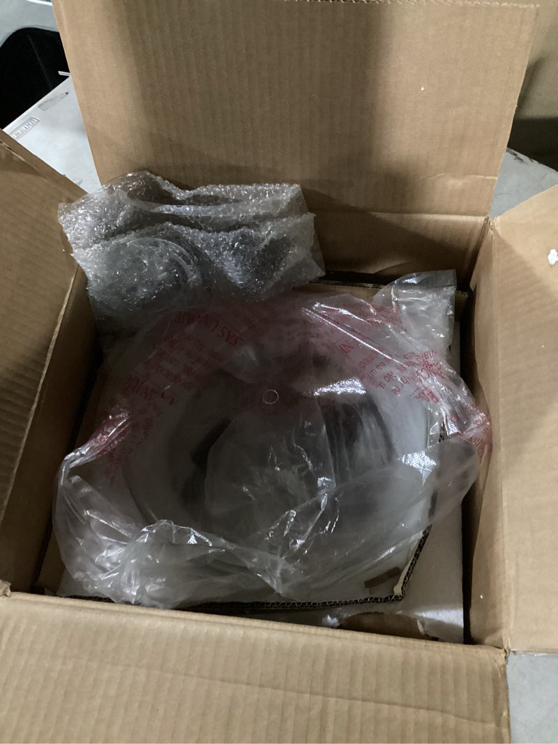 Condition photo showing Good Condition for noah modern farmhouse 2-light flush mount ceiling light with seeded glass shade in black finish for hallway, entryway, passway, dining, bedroom, garage, living room