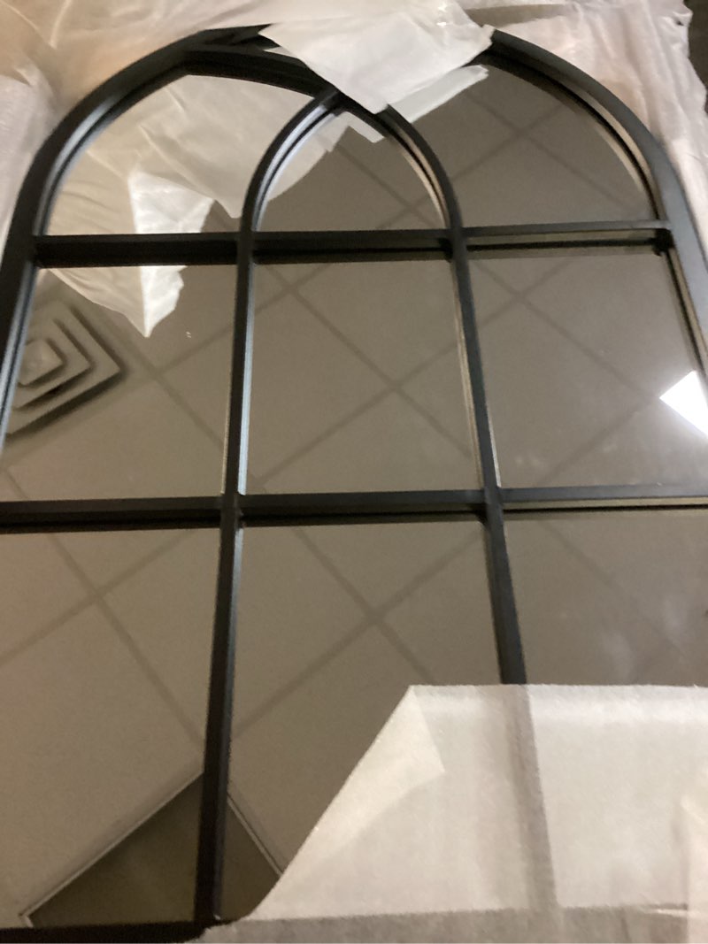 Rowjut Arched Wall Mirror 32\" x 21\", Decorative Pane Mirrors Black Black-qm 32\"L x 21\"W