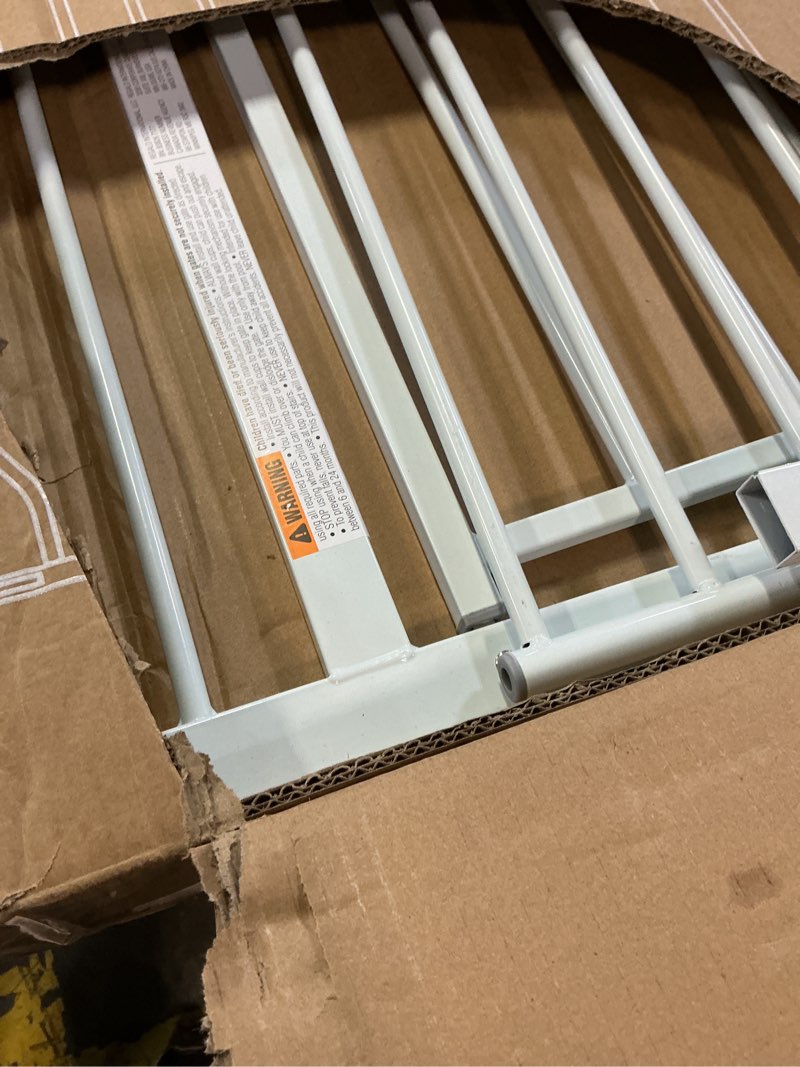 Condition photo showing Good Condition for mom's choice-grownsy baby gate for stairs, 29.5"-48.4" pressure mounted baby gate for top of stair&doorway with v-shaped rods, anti-trip pedal, extra wide stairs dog gate easy install w/red reminder white 29"-48"*30"