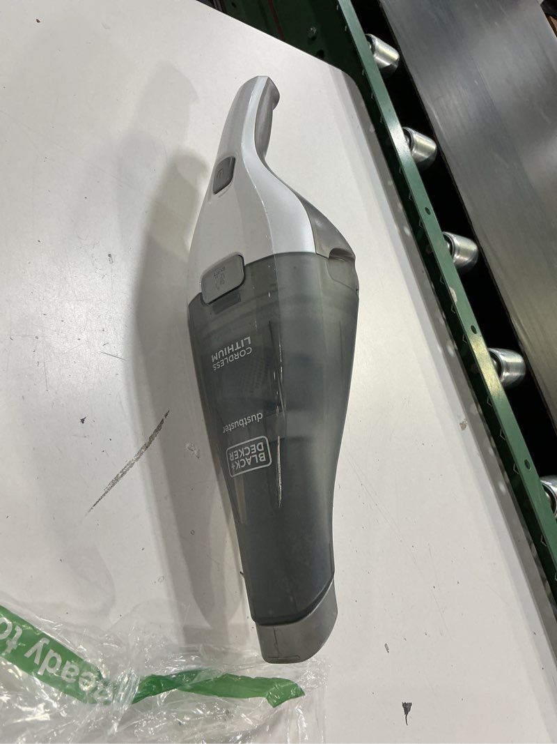 Condition photo showing As Is for black+decker dustbuster cordless handheld vacuum, portable car vacuum cordless rechargeable, wall mount, strong suction quickclean (hnvc215b10) white 8v
