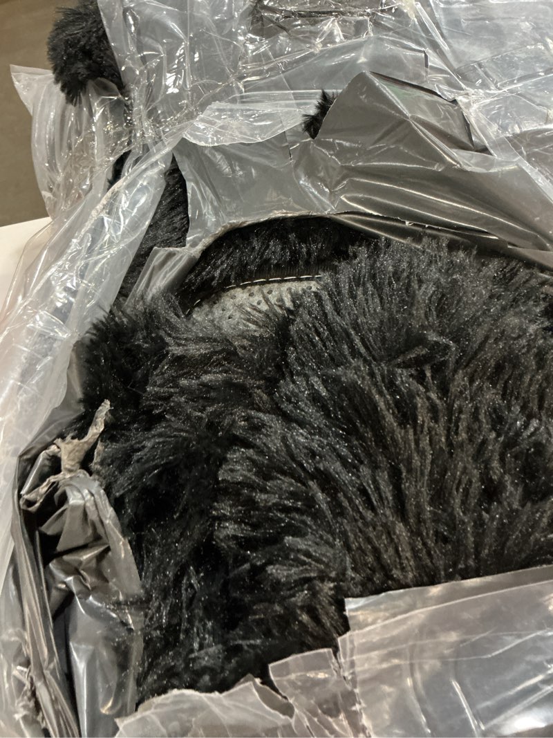 Condition photo showing As Is for Black Shag Area Rug Bedroom: 8x10 Shag Fluffy Area Rugs for Living Room- Plush Rugs for Bedroom- Large Fuzzy Soft Modern Rugs for Kids Room (Black, 8x10 Feet) Black 8' x 10' (Rectangular)