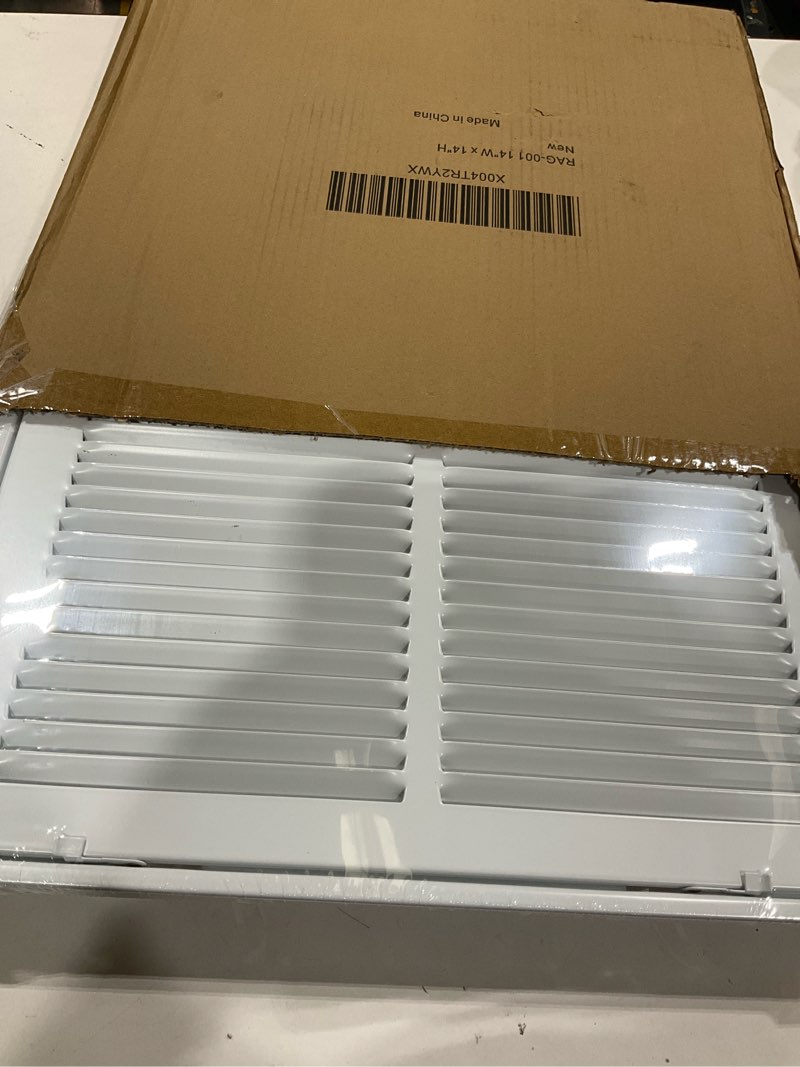 Condition photo showing Good Condition for return air grille,air return vent cover grill for ceiling and wall,steel hvac a/c vent cover grill fits duct opening 14"w x 14"h,holds 1" thick ac filter 14''w×14''h