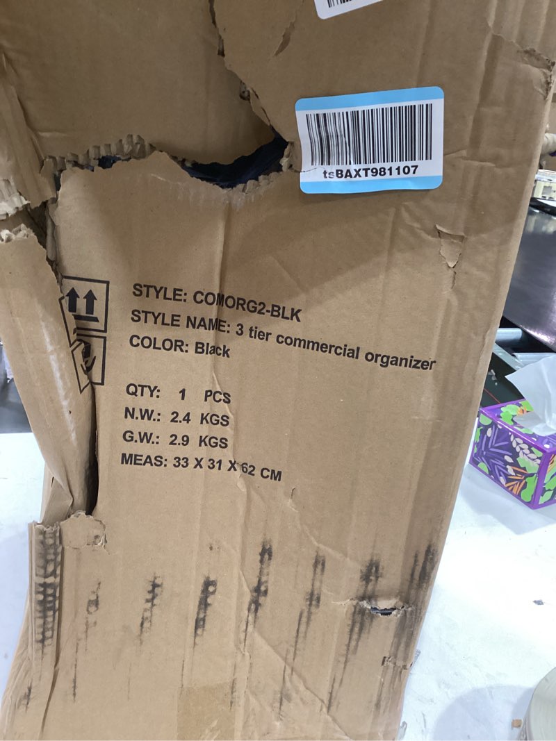 Condition photo showing Good Condition for Mind Reader Extra Large Cup and Condiment Station, Countertop Organizer, Coffee Bar, Kitchen, Stirrers, 24"L x 11.5"W x 12.5"H, Black