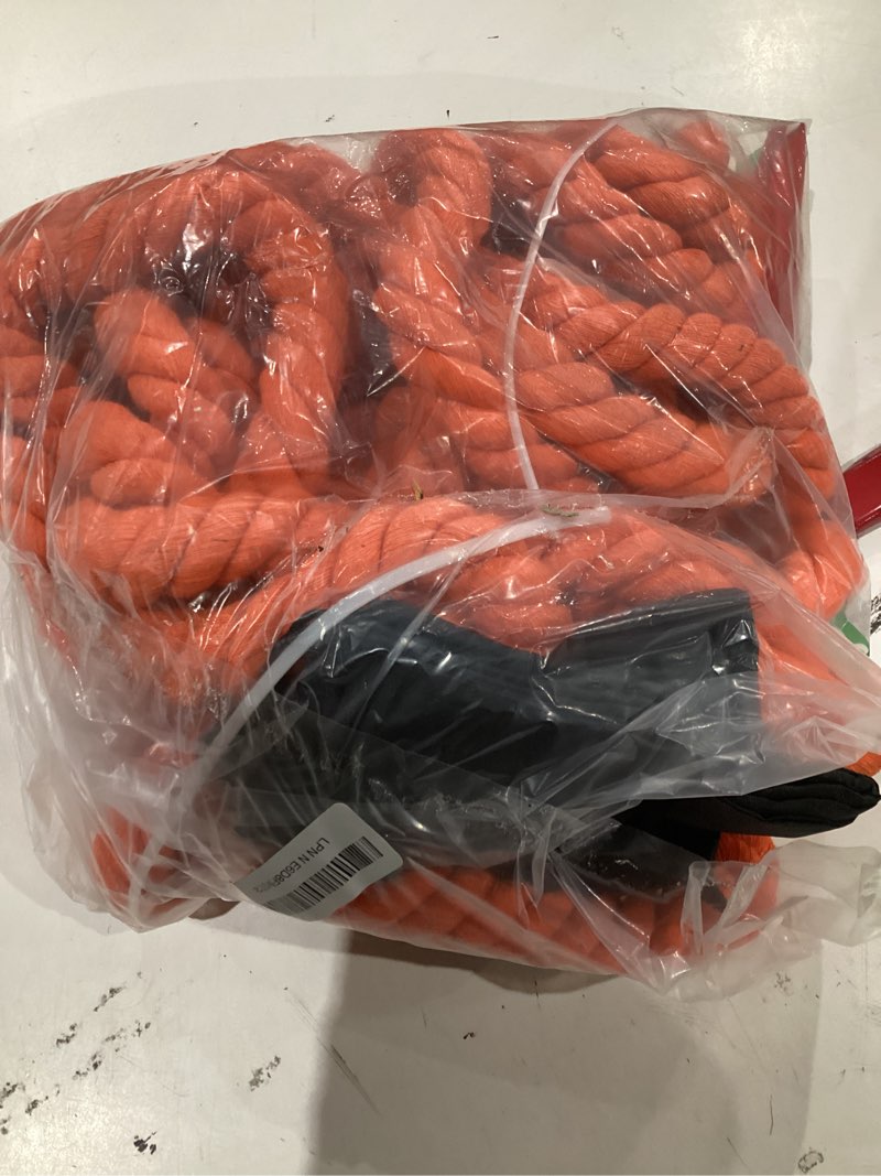 Condition photo showing As Is for cwlakon tug of war rope 40ft for kids adult, outdoor field day family reunion birthday party games, orange, includes 18 medals, storage bag, adjustable center flag orange 40 ft