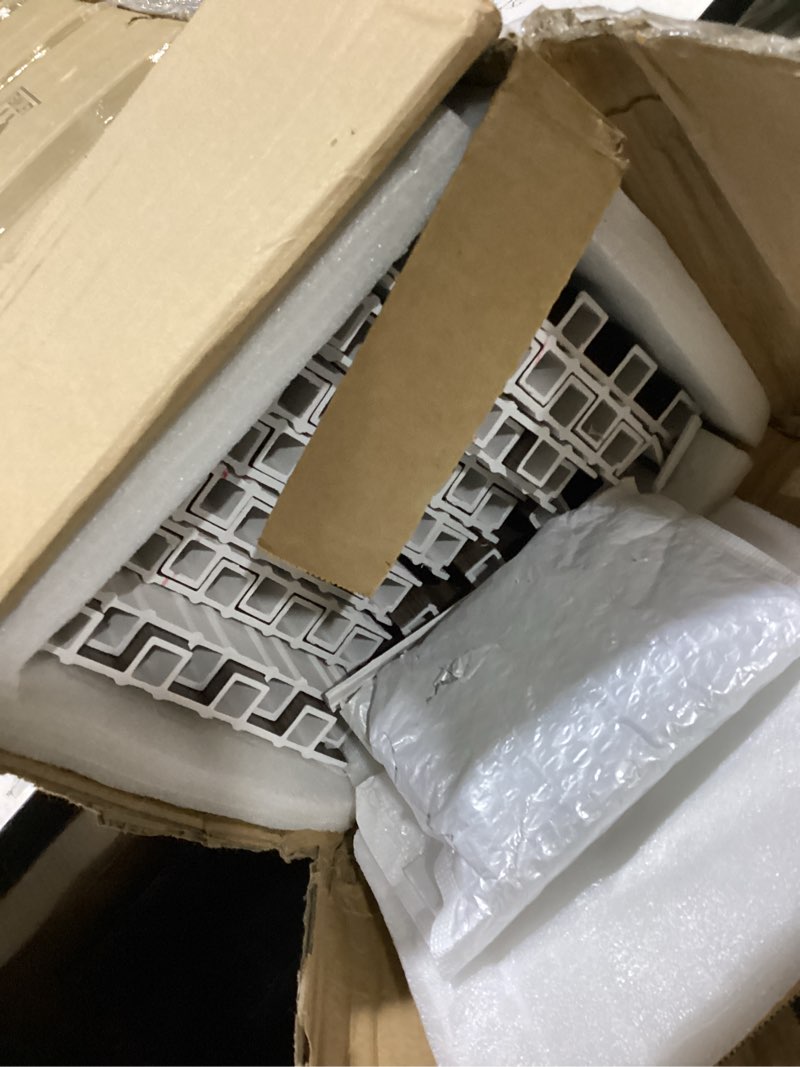 Condition photo showing As Is for wpc slat wall panels 16 pack 48" x 6.6", waterproof fluted wall paneling, accent 3d wall panel for wall decor, bathroom, bedroom, office - high grille walnut (cover approx.35 sq.ft) 48 x 6 inch walnut