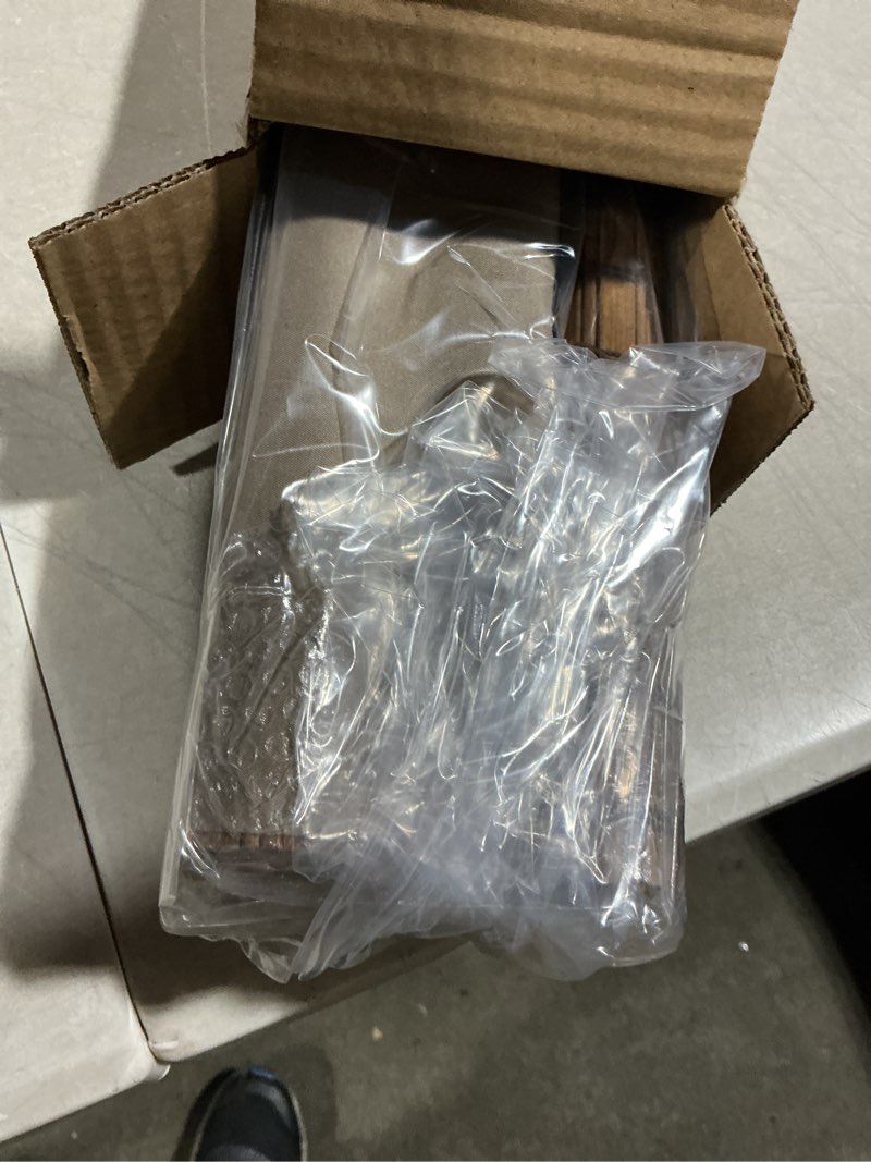 Condition photo showing Good Condition for unishades cordless bamboo roman shades for windows, 100% blackout backing fabric for light blocking, 20" w × 64" h - penang teak blackout - penang teak 20" w × 64" h