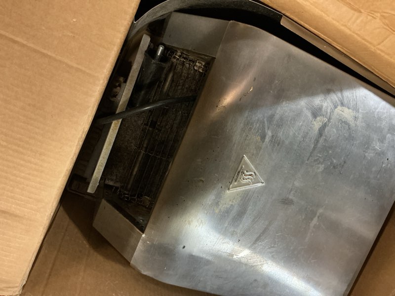 Condition photo showing As Is for (Used) Dyna-Living Commercial Toaster 300 Slices/Hour Conveyor Toaster Commercial 1900W Heavy-duty Stainless Steel Rotating Toasters Oven for Restaurant, Conveyor Belt Toasters for Bun, Bagel, Bread 300 PCS/H